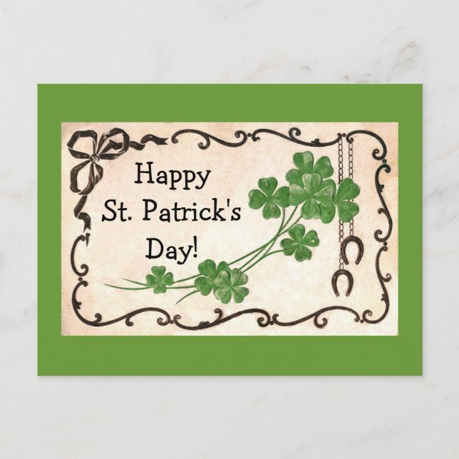 Postal ¡Vintage Happy St. Patrick's Day! (Anverso)