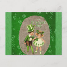 Vintage Happy St Patricks Day Irish Kids Green