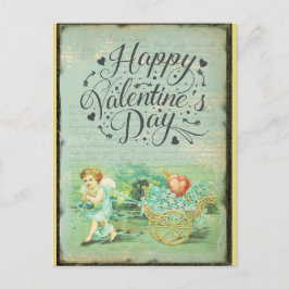 Postal Vintage Happy Valentines Day Victorian Angel