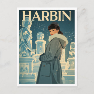 Postal Vintage Harbin Ice City Woman