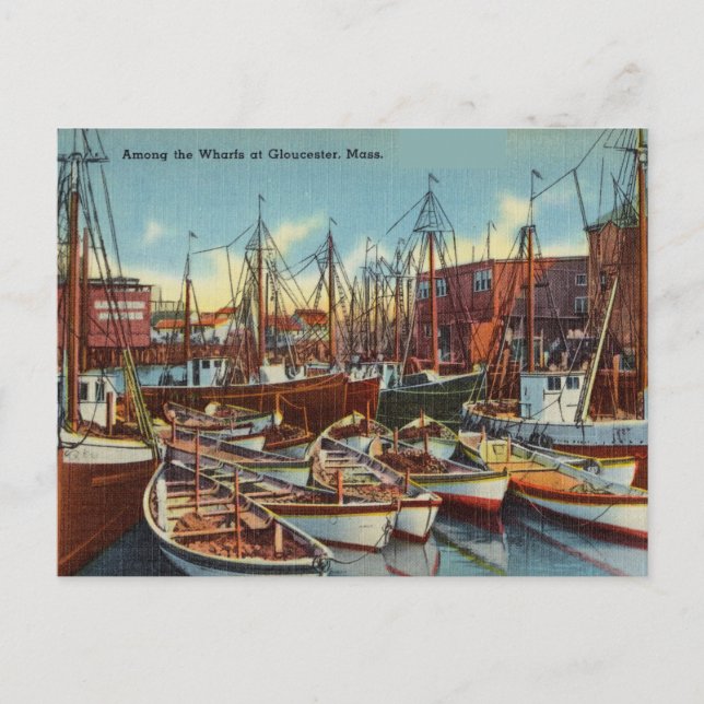 Postal Vintage Harbour Gloucester, Massachusetts (Anverso)