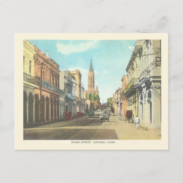 Postal Vintage Havana Cuba Street Scene (Anverso)