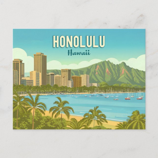Postal Vintage Hawaii, Honolulu Hanauma Bay Beach (Anverso)