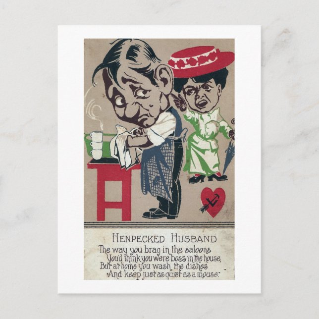 Postal Vintage Hen Pecked Husband (Anverso)