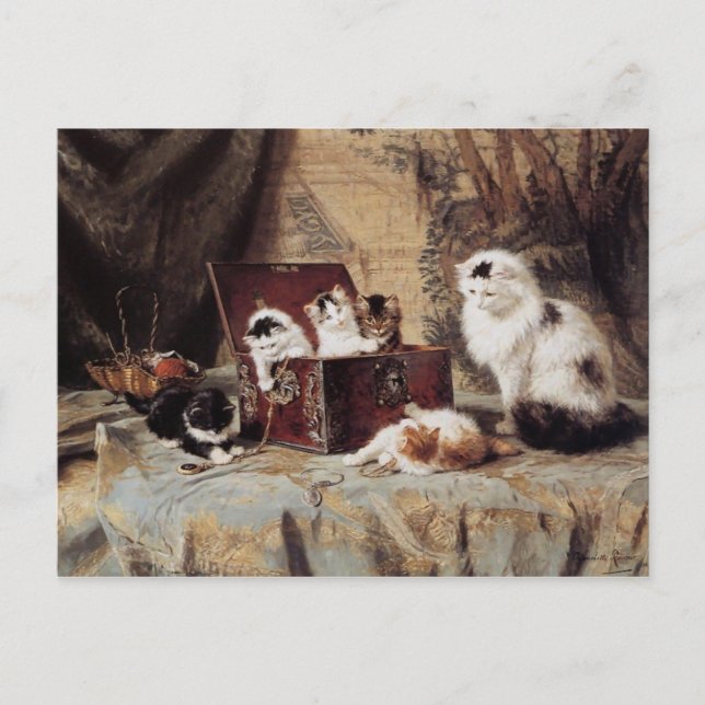 Postal Vintage Henriette Ronner-Knip Fond of Jewelry (Anverso)