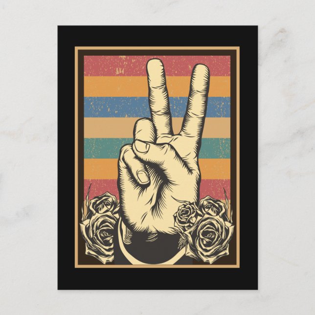 Postal Vintage Hippie Hand Peace Sign (Anverso)