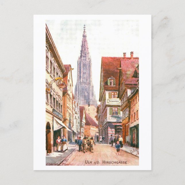 Postal Vintage Hirschgasse, Ulm, Germany (Anverso)