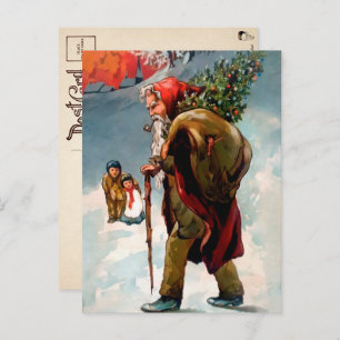 Postal Vintage Homeless con Santa Postcard
