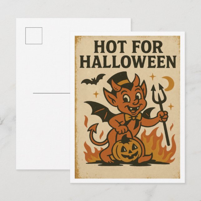 Postal Vintage Hot for Halloween (Anverso / Reverso)