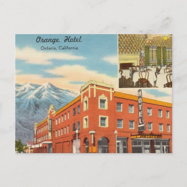 Postal Vintage, Hotel Naranja, Ontario, California (Anverso)