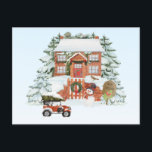 Postal Vintage House Merry Christmas Snow Winter Scene<br><div class="desc">¡Feliz Navidad!</div>