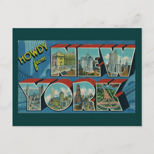 Postal Vintage Howdy de New York Postcard (Anverso)