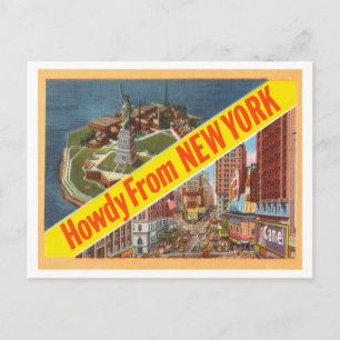 Postal Vintage Howdy desde Nueva York años 40