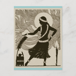 Postal Vintage Hula Chica