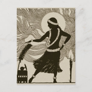 Postal Vintage Hula Chica