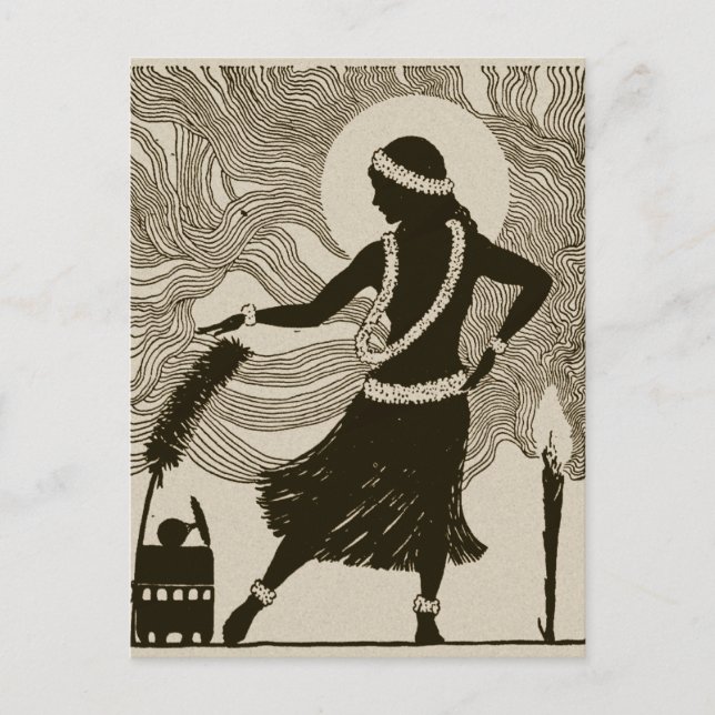 Postal Vintage Hula Chica (Anverso)