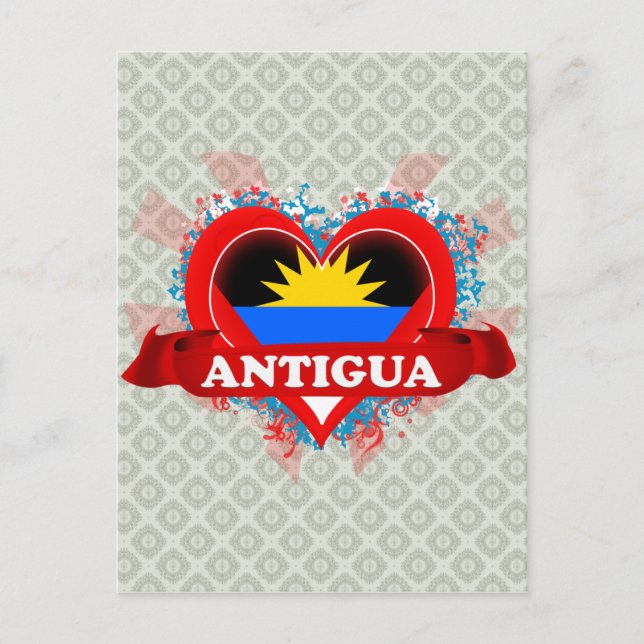 Postal Vintage I Love Antigua (Anverso)