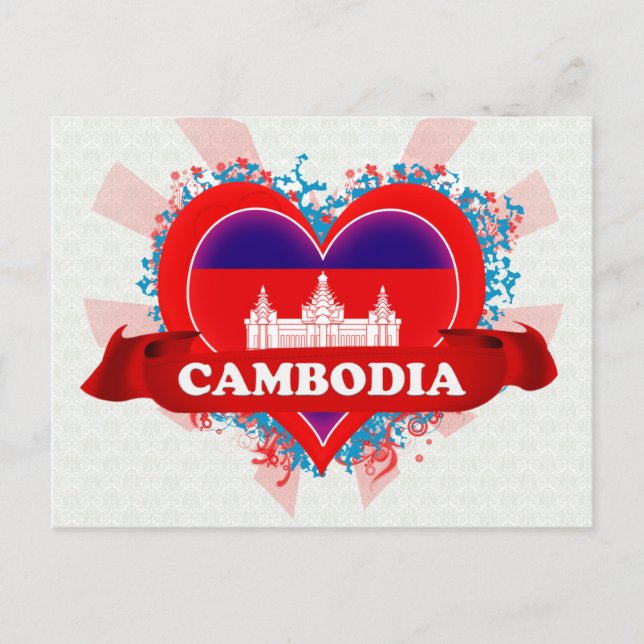 Postal Vintage I Love Cambodia (Anverso)