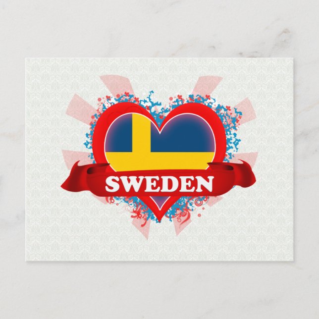 Postal Vintage I Love Sweden (Anverso)