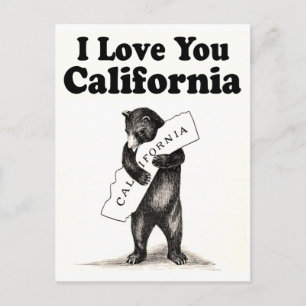 Postal Vintage I Love You California State Bear