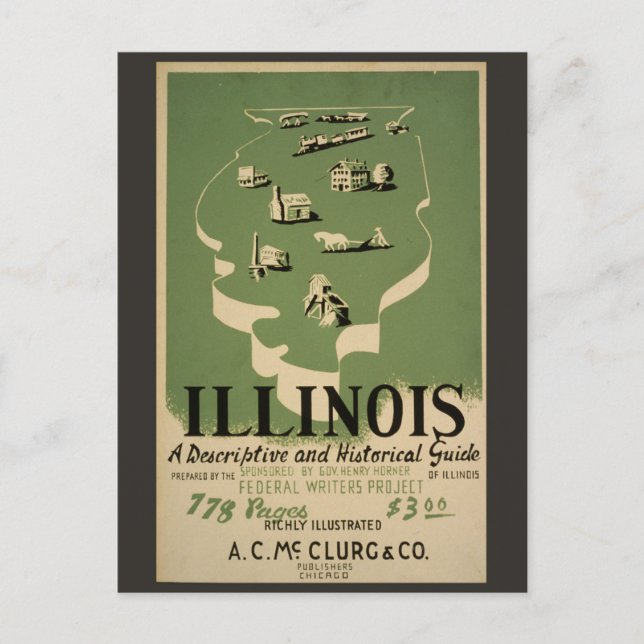 Postal Vintage Illinois Retro Travel Guide (Anverso)