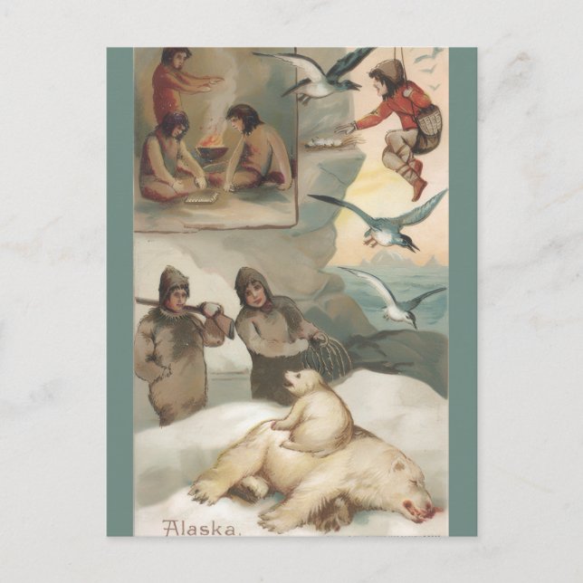 Postal Vintage Illustration of Alaska (Anverso)
