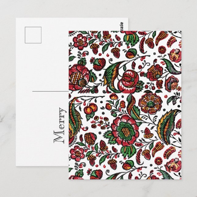 Postal Vintage Indian Cotton Chintz Fabric (Anverso / Reverso)