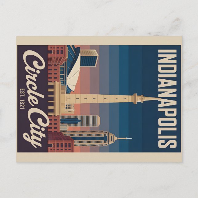 Postal Vintage Indianapolis Indiana Retro Cityscape Trave (Anverso)
