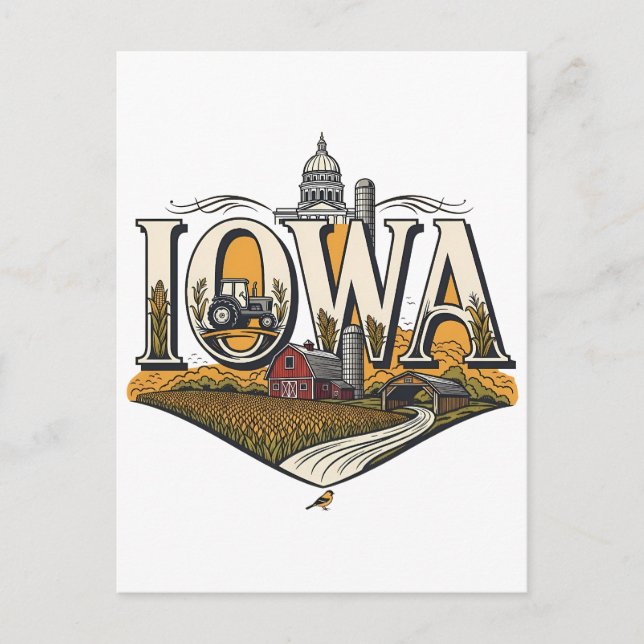 Postal Vintage Iowa Heartland Farm State Pride (Anverso)