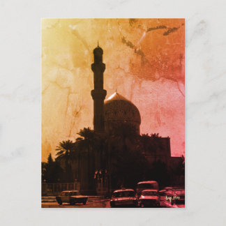 Postal Vintage Iraq Baghdad mosque taxis