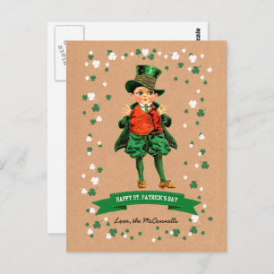 Postal Vintage Irish Boy Custom Name St. Patrick's Day
