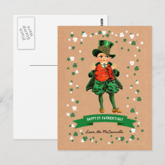 Postal Vintage Irish Boy Custom Name St. Patrick's Day