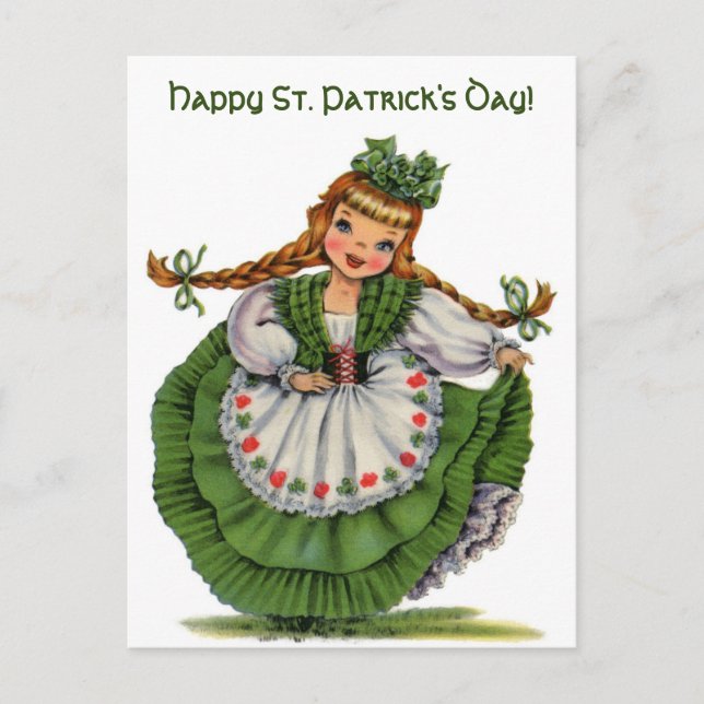 Postal Vintage Irish Doll Happy St Patricks Day (Anverso)