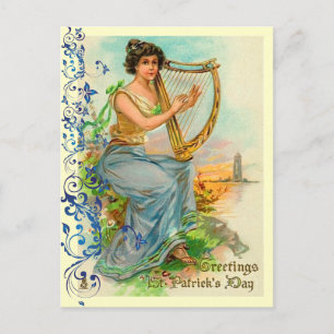 Postal Vintage Irish Harp Postcards
