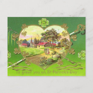 Postal Vintage Irish Heart St. Patrick's Day