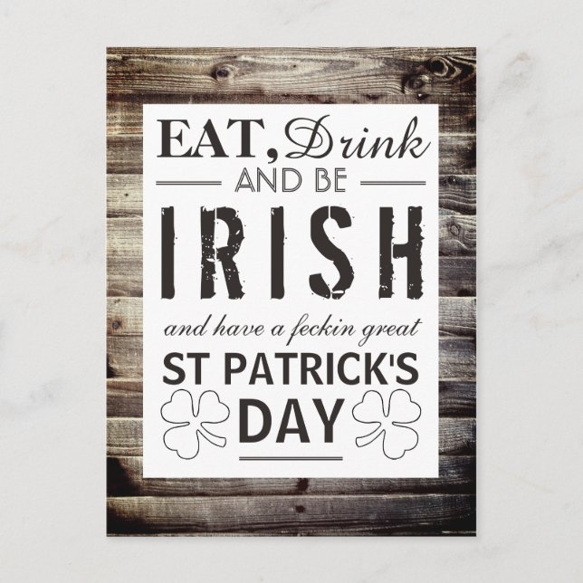 Postal Vintage Irish Wood St Patrick's Day (Anverso)