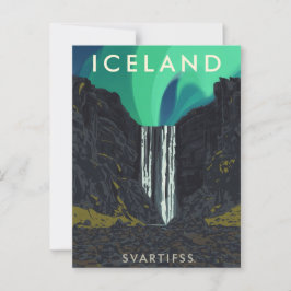 Postal Vintage Islandia Svartifoss Waterfall Aurora Trave