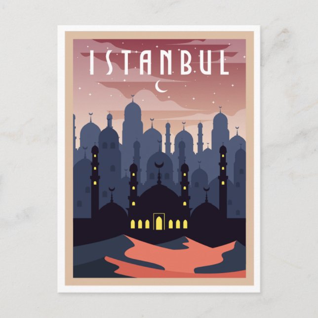 Postal Vintage Istanbul Turkey Cityscape Crescent (Anverso)