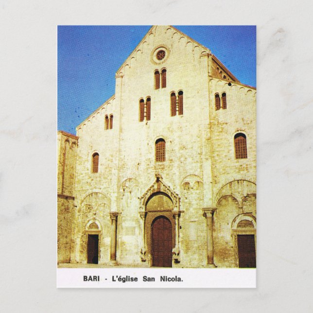Postal Vintage Italia, Bari, Iglesia de San Nicolás (Anverso)