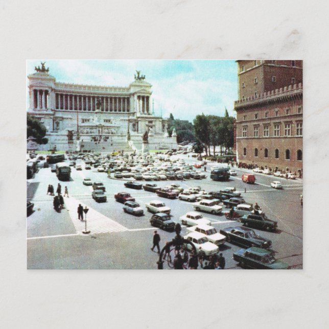 Postal Vintage Italia, Roma, Piazza Venezia (Anverso)