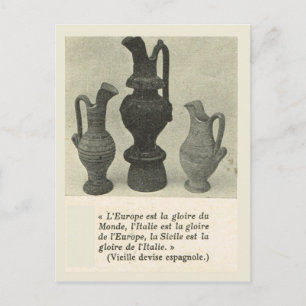 Postal Vintage Italia, Sicilia, cerámica tradicional