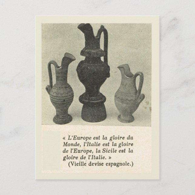 Postal Vintage Italia, Sicilia, cerámica tradicional (Anverso)