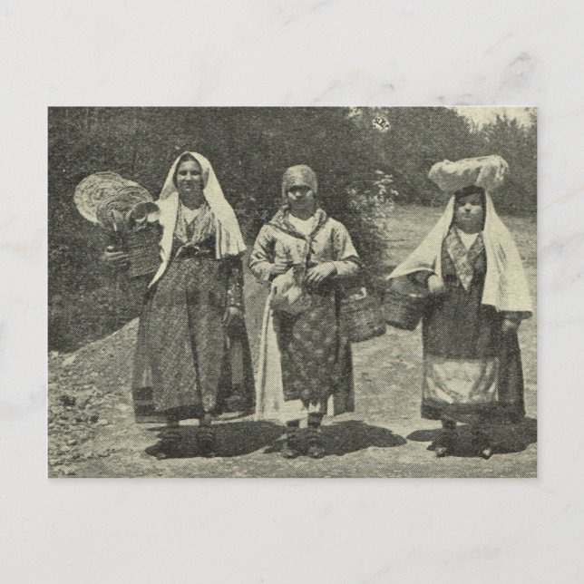 Postal Vintage Italia, Sicilia, disfraz tradicional (Anverso)