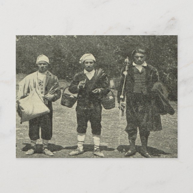 Postal Vintage Italia, Sicilia, disfraz tradicional (Anverso)