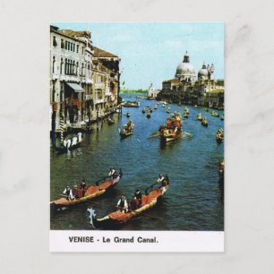 Postal Vintage Italia, Venecia, Gran Canal, góndolas