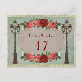 Postal Vintage Italiana Lámparas De Calle Y Mesa De Rosas