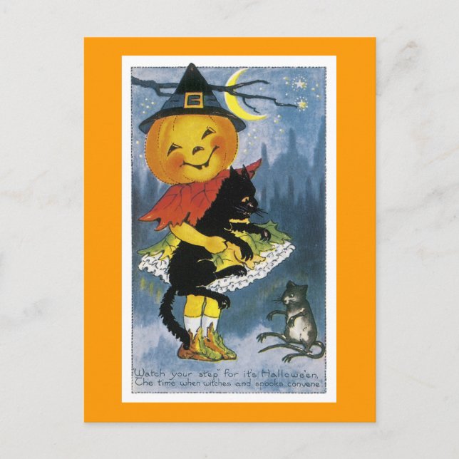 Postal Vintage Jack o' Lantern Child (Anverso)