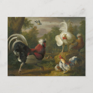 Postal Vintage Jakob Bogdani La lucha de los Cockrels