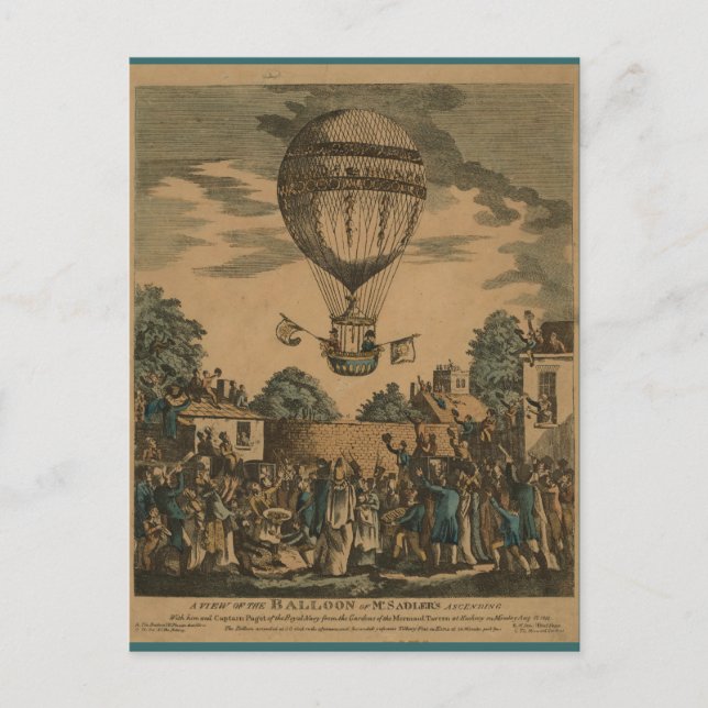 Postal Vintage James Sadler Hot Air Ballon (Anverso)