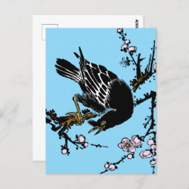 Postal Vintage japonés de cuerdas y flores de cerezo